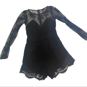 NBD Revolve Black Lace Romper Spoiled XS